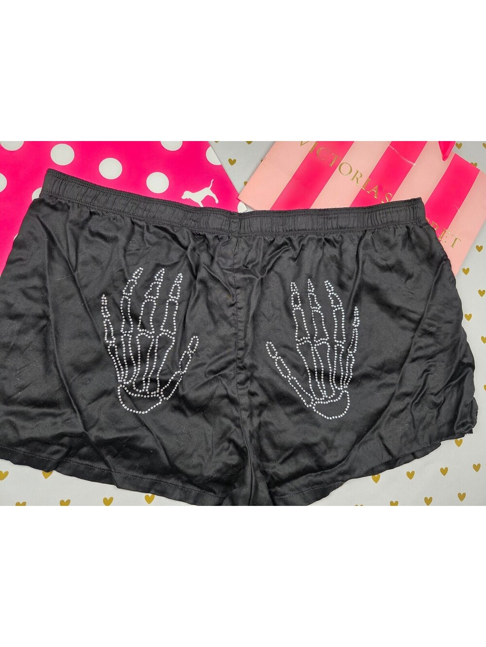 Victorias Secret PINK Skeleton BLING 2XL XXL Sleep Shorts Boxers Pajama Bottoms